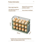 Kitchen Large Capacity Egg Fridge Storage Box - Portable Multi-Layer Egg Tray Organizer, Auto Opening/Closing Egg Holder