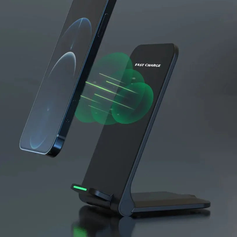 Fast Wireless Charger Stand Pad for iPhone 17 16 15 14 13 Pro Samsung Xiaomi Phone Chargers Induction Fast Charging Dock Station