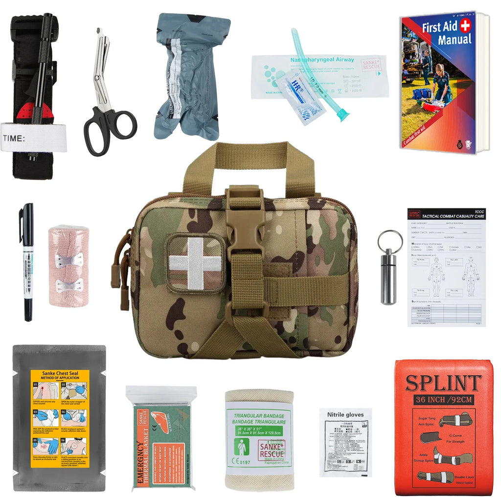 IFAK Trauma Kit First Aid Pouch Emergency Tourniquet Chest Seal Survival Gear and Equipment with Molle Car Travel Hiking