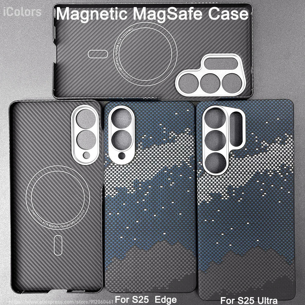 Carbon Fiber Case For Samsung Galaxy S25 Ultra/S25+/S25/S25 Edge Lens Camera Protection Aramid Fiber Cover Lightweight Slim Case