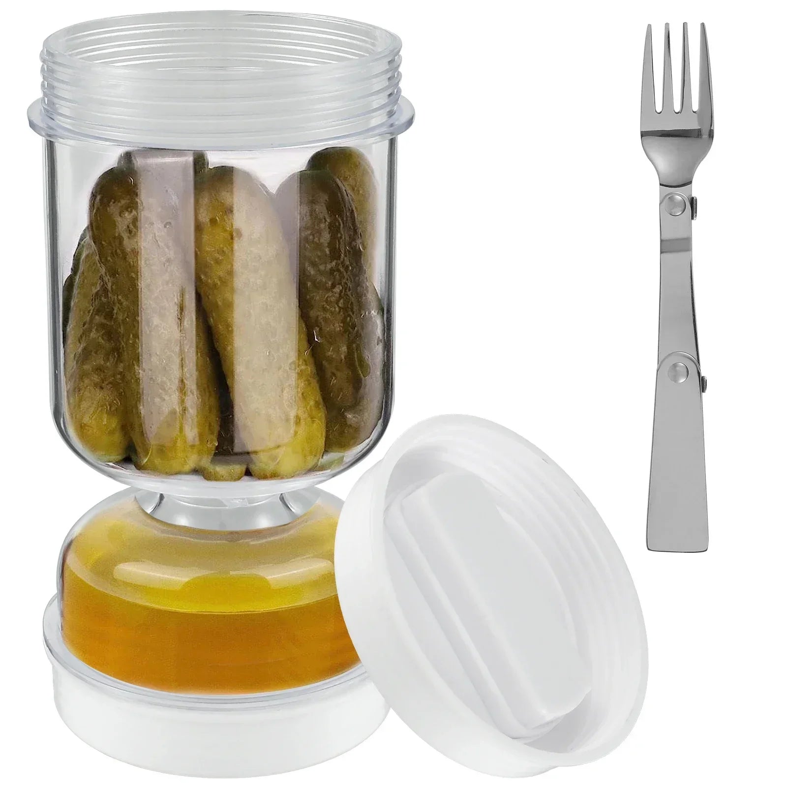 Olive and Pickle Strainer Jar, New Olive Container Hourglass Jar with Strainer Flip Pickle Container for Airtight Food Storage Imagen principal del producto