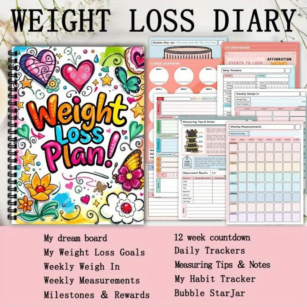 Fitness Tracker Weight Loss Plan Book 104 Pages 12 Weeks Monthly Planner Progressive Wellness Planner Diet Meal Notepad Health
