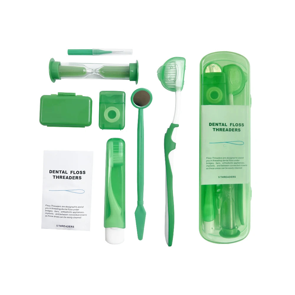 8pcs/set Orthodontic Care Kit Oral Cleaning Teeth Whitening Portable Whitening Tool Suit Interdental Brush Portable