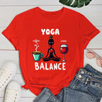 yogo T shirt New Yoga Balance Print Short Sleeves Round Neck Woman T-Shirt Summer Casual Tees