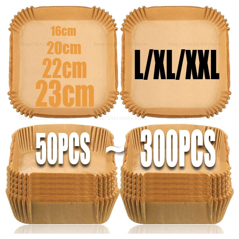 Air Fryer Paper Oven Paper Disposable Send Brush Non-Stick Airfryer Baking Papers Liners Parchment Paper for Baking Microwave Imagen principal del producto