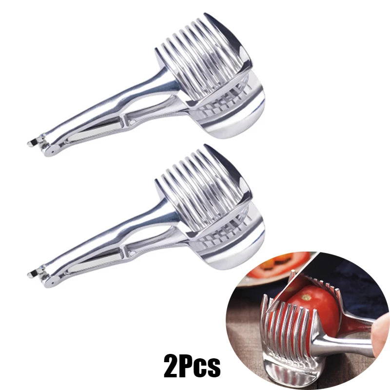 Stainless Steel Kitchen Handheld Orange Lemon Slicer Tomato Cutting Clip Fruit Slicer Onion Slicer KitchenItem Cutter Accessorie