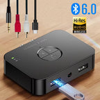Bluetooth 6.0 Audio Receiver 3.5mm AUX RCA Stereo Lossless Music Wireless Adapter Support U-Disk Play For Car Speaker Amplifier