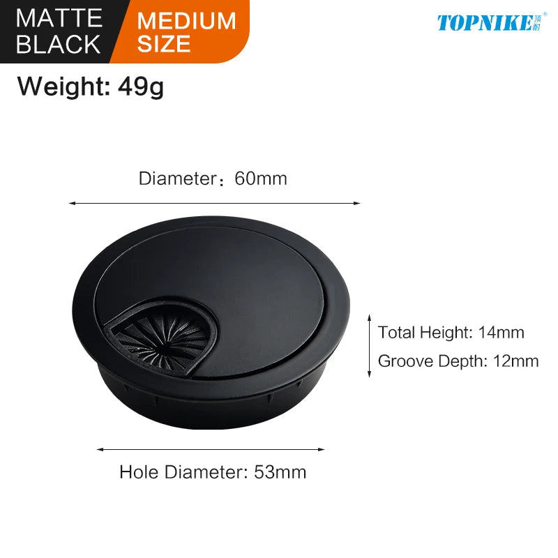 50/53/60mm Office Table Wire Hole Covers Computer Desk round metal decoration box Furniture Hardware Fittings