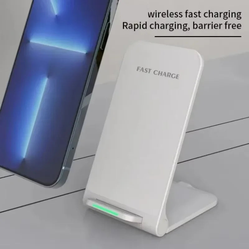 Fast Wireless Charger Stand Pad for iPhone 17 16 15 14 13 Pro Samsung Xiaomi Phone Chargers Induction Fast Charging Dock Station