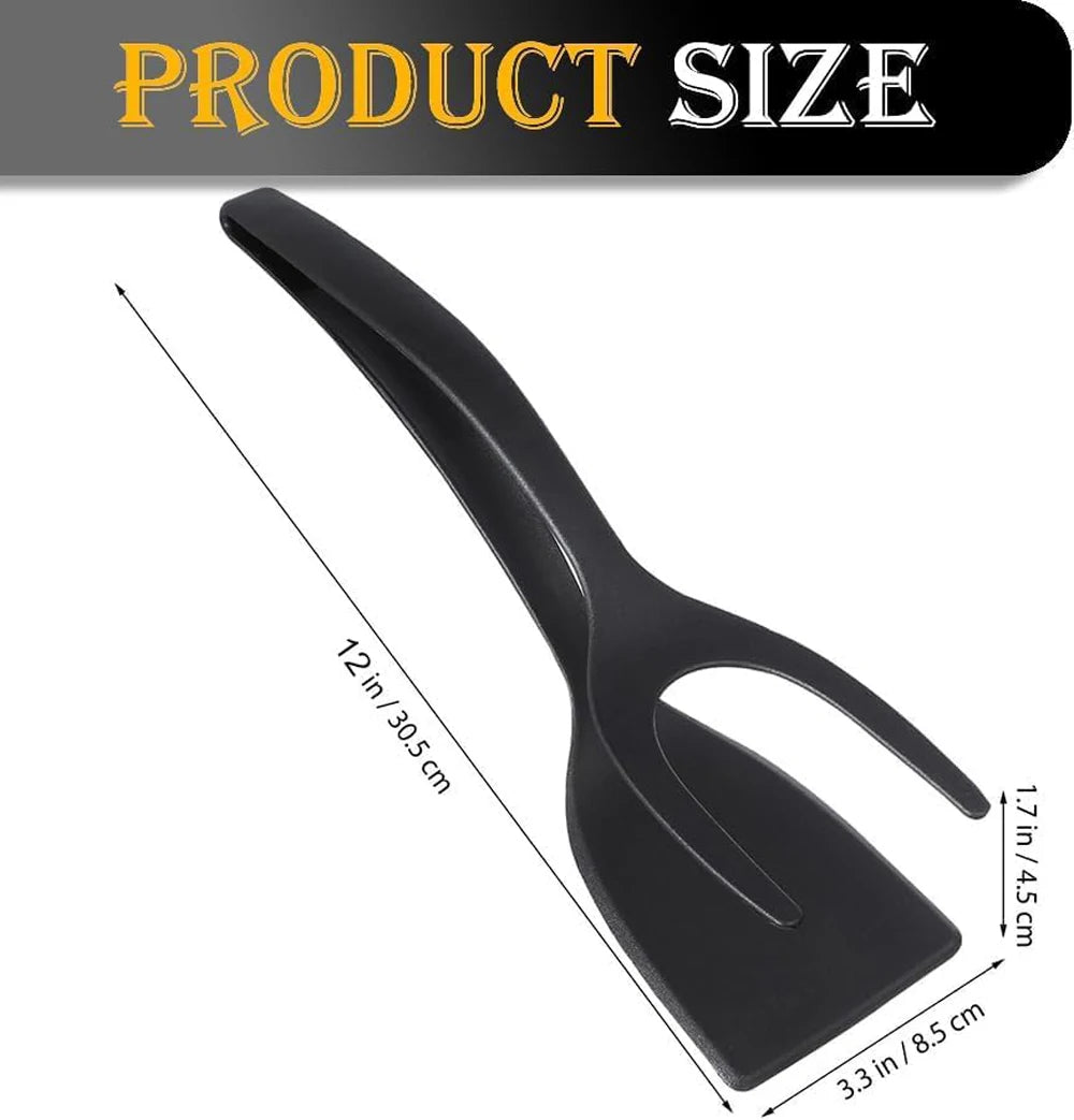 New 2 in 1 Grip Flip Spatula Tongs Egg Flipper Spatula Nylon Non Stick Coating Pancake Fish French Toast Omelet Making Tool Imagen secundaria del producto