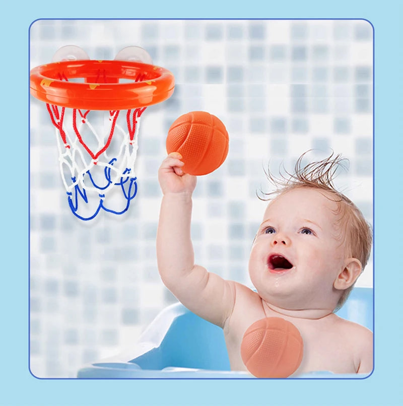 Baby Bath Toy Mini Shooting Basket Frame Toys Bathtub Shooting Basketball Play Water Game Toy Set with 3 Balls for Kids Children