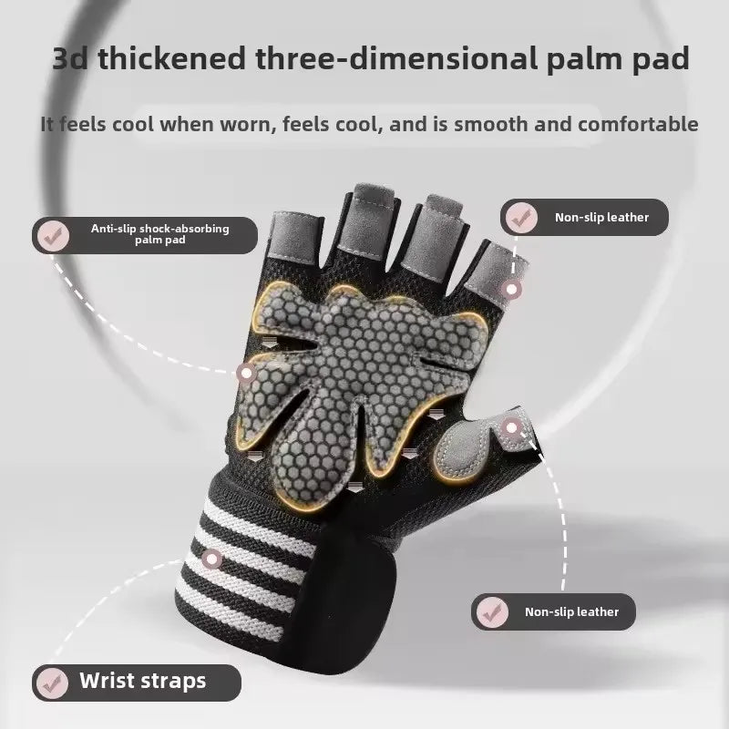 1 Pair Dumbbell Gloves Men Women Weightlifting Crossfit Bodybuilding Workout Sport Gym Training Gloves Non-slip Wrist Protector Image secondaire du produit