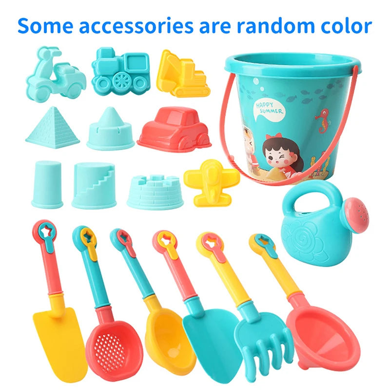 Children Beach Toys Summer Outdoor Games Sand Play Plastic Bucket Watering Bottle Shovels Kids Beach Water Game Toys Tools Gifrs Imagen secundaria del producto