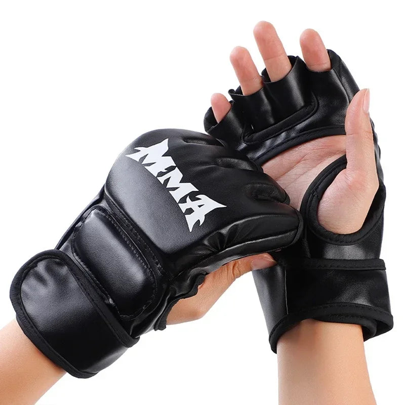 Professional Boxing Training Gloves Half Finger Leather Cushion for Adult Sanda Boxing UFC Training Sandbag Knuckles Secondary image