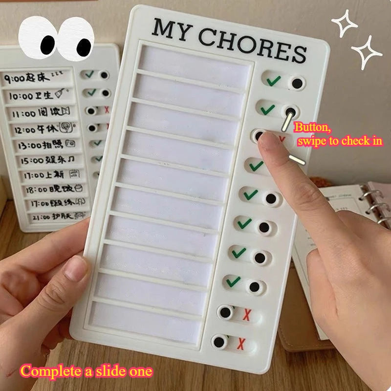 Kids To Do List Chore Chart, Slide Knob Checklist for Children's Daily Routine, Visual Schedule Board for Toddlers, Educational