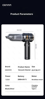 CENRR 998000PA Car Vacuum Cleaner Powerful Portable HandHeld Vacuum Cleaner For Car Wireless Cleaner Robot Car Accessories