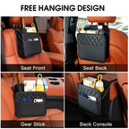 Universal Car Seat Back Organizer PU Leather Storage Bag Multi-Pocket Design Waterproof Tissue Holder Cup Holder Garbage Pocket