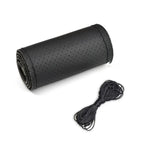 Universal Leather Car Steering Wheel Stitch On Wrap Cover Fit for 38cm 14" DIY Sewing Breathable and Anti Slip Black Grey Beige