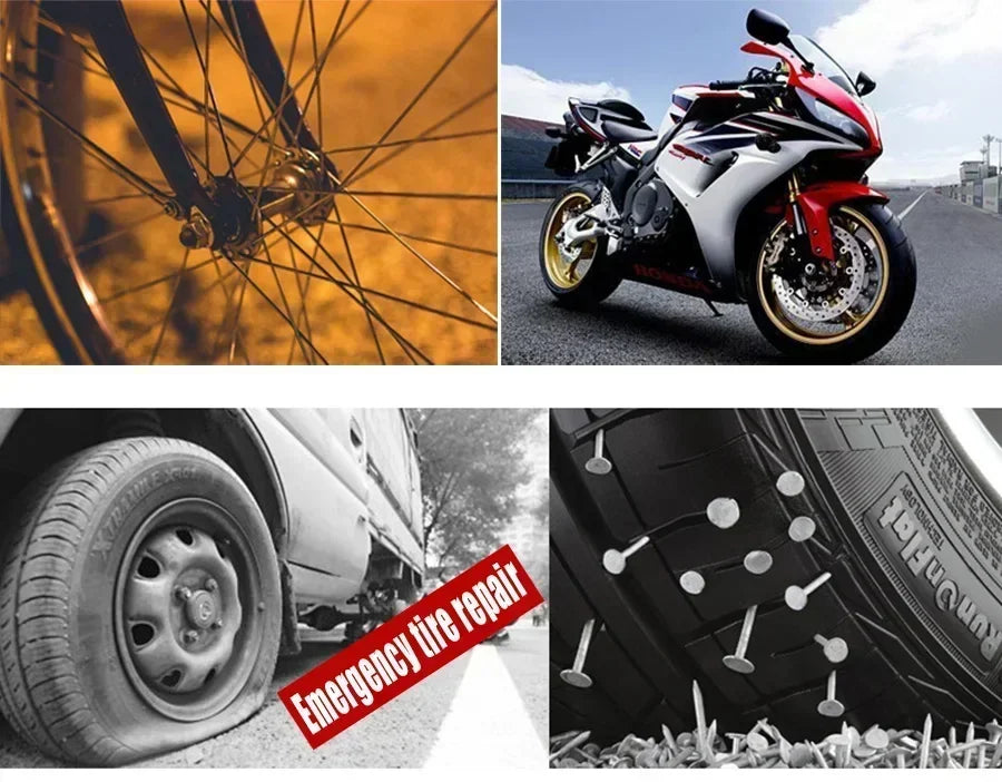 Car Motorcycle Tire Repair Kit Puncture Plug Tools Tyre Puncture Emergency for Tire Strips Stirring Glue Repair Tool Kit
