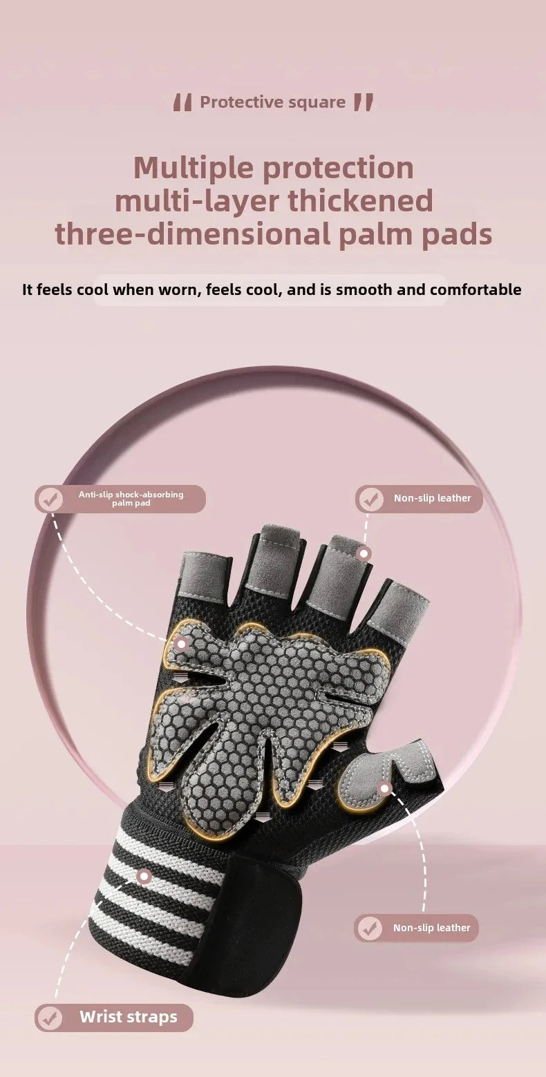 1 Pair Dumbbell Gloves Men Women Weightlifting Crossfit Bodybuilding Workout Sport Gym Training Gloves Non-slip Wrist Protector