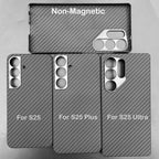 Carbon Fiber Case For Samsung Galaxy S25 Ultra/S25+/S25/S25 Edge Lens Camera Protection Aramid Fiber Cover Lightweight Slim Case