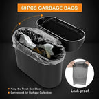 The covered car trash can contains 3 black garbage bags. The small car trash can is leak proof and miniature