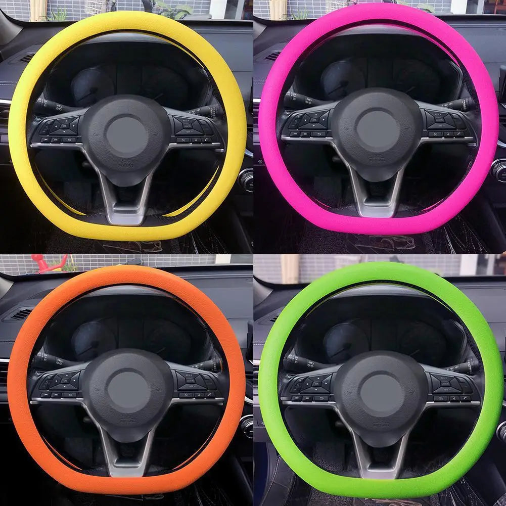 Car Silicone Steering Wheel Cover Men's And Women's Summer Fashion Sweat Wicking Non-slip All-season Model Thin And Soft Imagen secundaria del producto