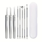 8pcs Professional Skin Care Tools Stainless Steel Pimple Extractors & Needles - for Blackhead Removal, Acne Treatment