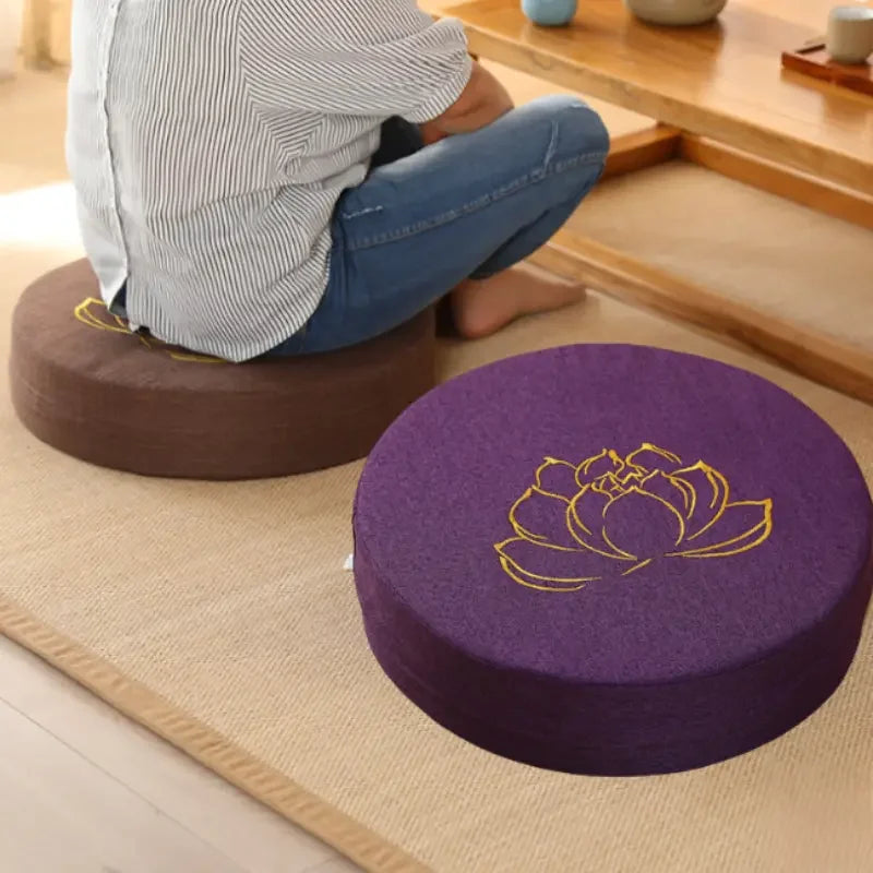 40X6CM Yoga Meditation Linen Cushion Hard Lotus Texture Meditation Cushion Backrest Pillow Tatami Mat Removable Washable Image secondaire du produit