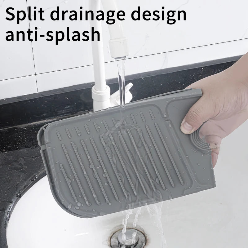 Kitchen Silicone Faucet Mat Faucet Water Catcher Mat Sink Splash Pad Countertop Protector Bathroom