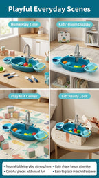 Children Play Kitchen Set with Simulated Dishwasher Sink Hand Basin Electric Circulating Water Toy for Boys Girls Kids Role Play