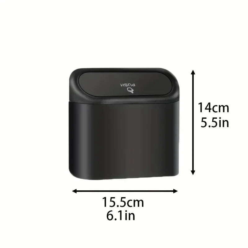 The covered car trash can contains 3 black garbage bags. The small car trash can is leak proof and miniature Imagen principal del producto