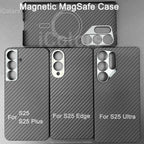 Carbon Fiber Case For Samsung Galaxy S25 Ultra/S25+/S25/S25 Edge Lens Camera Protection Aramid Fiber Cover Lightweight Slim Case