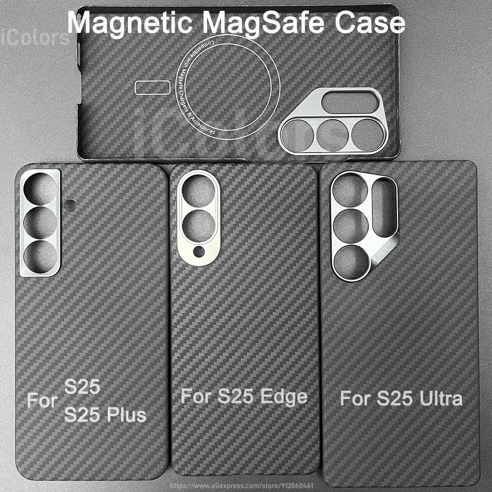 Carbon Fiber Case For Samsung Galaxy S25 Ultra/S25+/S25/S25 Edge Lens Camera Protection Aramid Fiber Cover Lightweight Slim Case