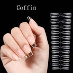 120Pcs Short Almond Oval Fake Nail Tips Extension System Sculpted Full Cover Nail Gel French Ballerinas Capsules Press On Tips