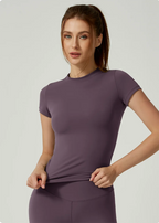 Women's Sports Yoga Set Seamless Knitted Fitness Gym Clothes Sportswear Short Sleeve Crop Top Tracksuits Gym Short Leggings