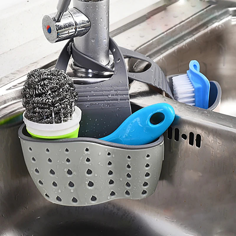 Home Storage Drain Basket Kitchen Sink Holder Adjustable Soap Sponge Shlf Hanging Drain Basket Bag Kitchen Accessories Imagen principal del producto
