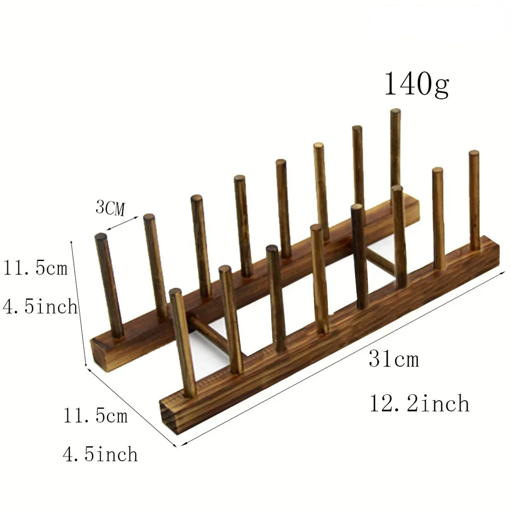 Wooden Dish Drainer Rack Kitchen Dishes Stand Plate Dish Drying Rack Pot Lid Racks Kitchen Organizer Drying Cups Display Shelf