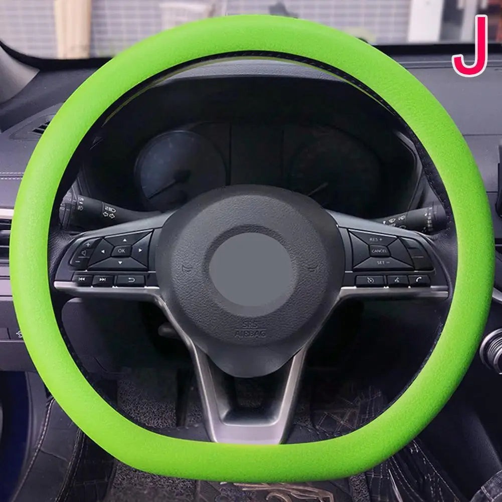 Car Silicone Steering Wheel Cover Men's And Women's Summer Fashion Sweat Wicking Non-slip All-season Model Thin And Soft