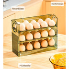 Kitchen Large Capacity Egg Fridge Storage Box - Portable Multi-Layer Egg Tray Organizer, Auto Opening/Closing Egg Holder