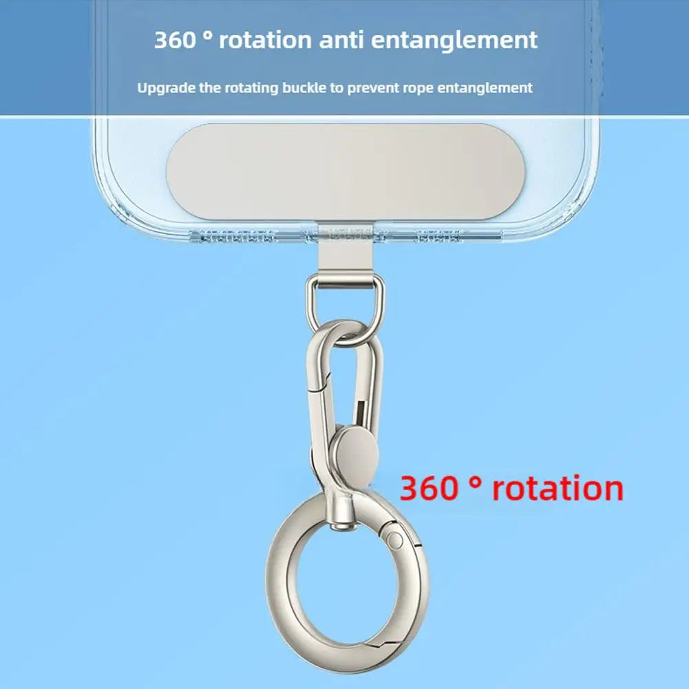 Metal Phone Lanyard Gasket Patch Rotatable Metal Buckle Hanging   Steel Clip Card Cord Tab Mobile Phone Accessories Imagen secundaria del producto
