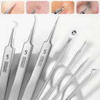 8pcs Professional Skin Care Tools Stainless Steel Pimple Extractors & Needles - for Blackhead Removal, Acne Treatment