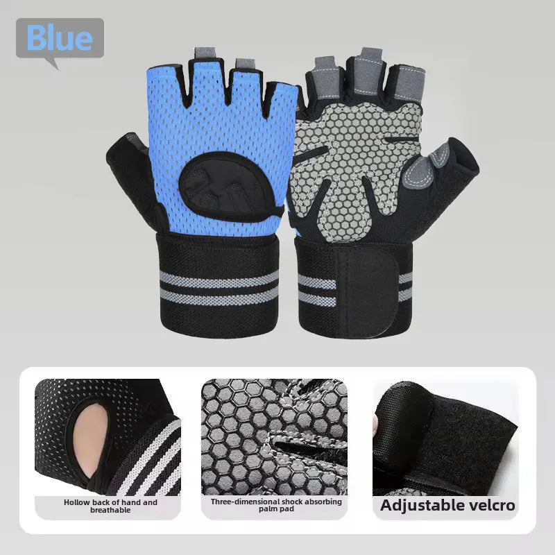 1 Pair Dumbbell Gloves Men Women Weightlifting Crossfit Bodybuilding Workout Sport Gym Training Gloves Non-slip Wrist Protector