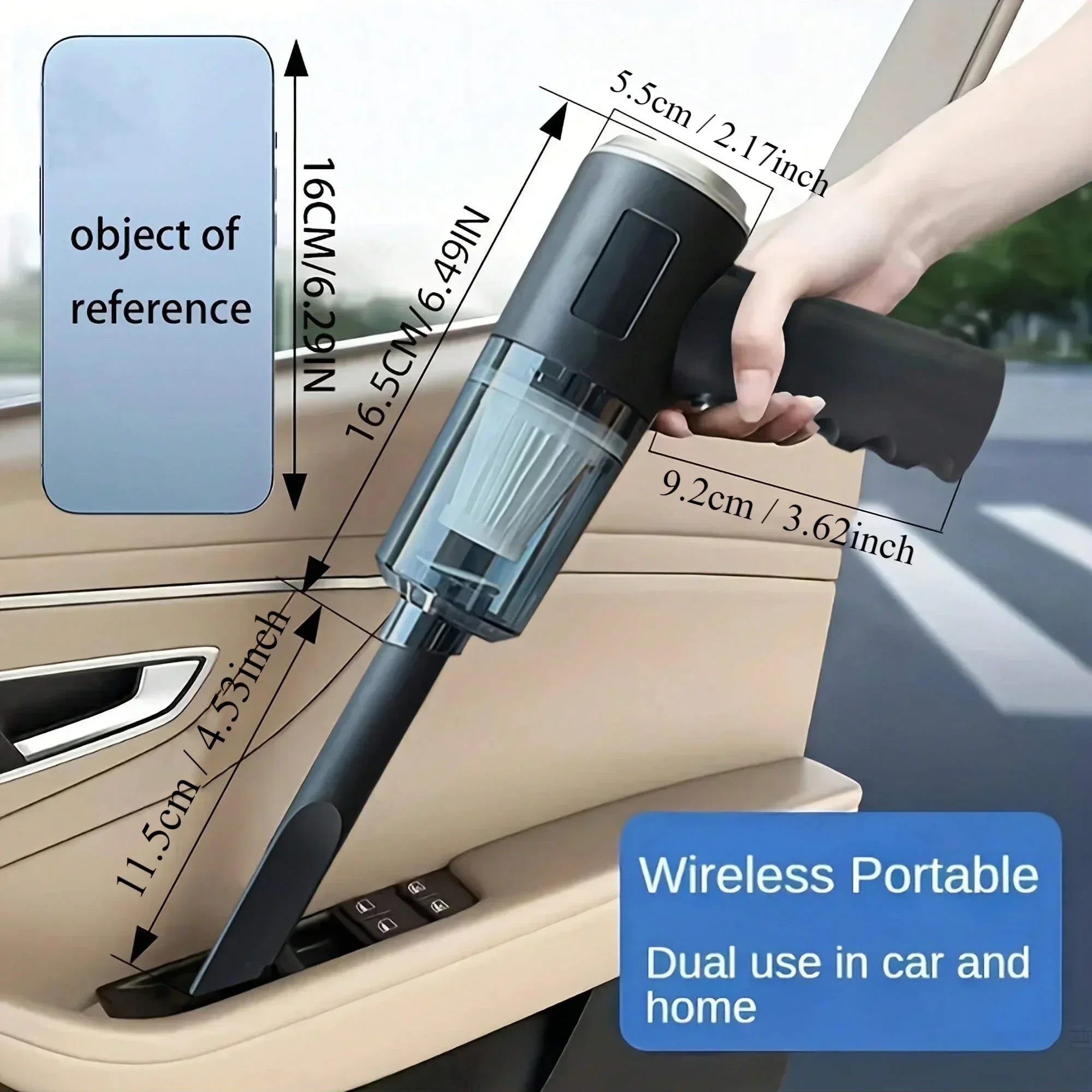 1PC Wireless Vacuum Cleaner 120W High Power Black Dual Use for Home And Car Powerful Portable Handheld Vacuum Imagen principal del producto