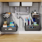 Under Sink 2 Tier Sliding Cabinet Basket Organizer Drawer Pull Out Cabinet Multi-Purpose  Sink Organizer for Bathroom Kitchen
