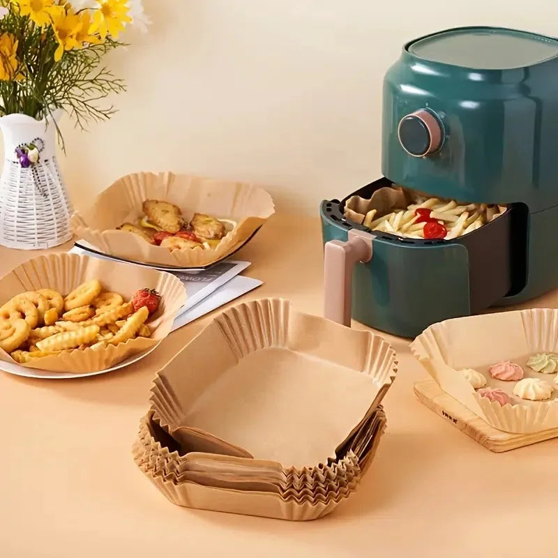 1/100PCS Air Fryer Disposable Paper Square Round Baking Paper Barbecue Plate NonStick Mat Kitchen Oven Oil Absorbing Paper Tool