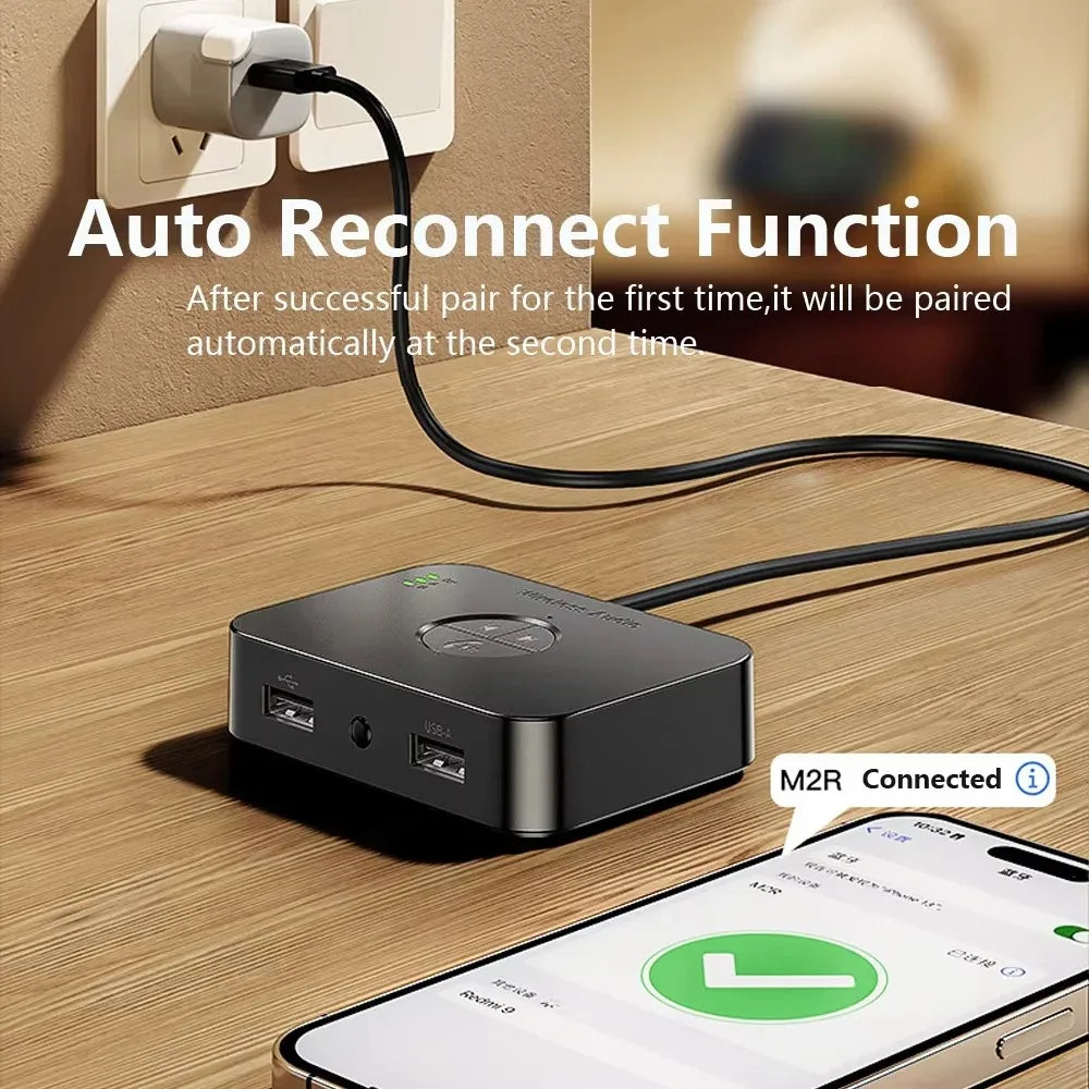 Bluetooth 6.0 Audio Receiver 3.5mm AUX RCA Stereo Lossless Music Wireless Adapter Support U-Disk Play For Car Speaker Amplifier