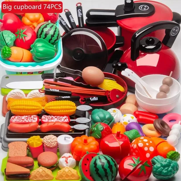 Kitchen Toys Set For Kids Girl Cooking Baby Cutting Fruit Cooking Kitchen Utensils Children's Simulation Education Pretend Play