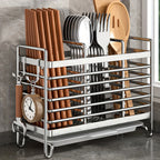 No-Drill Wall-Mounted Utensil Holder. Stainless Steel Space-Saving Organizer for Kitchen Cutlery, Ideal for Small Spaces.