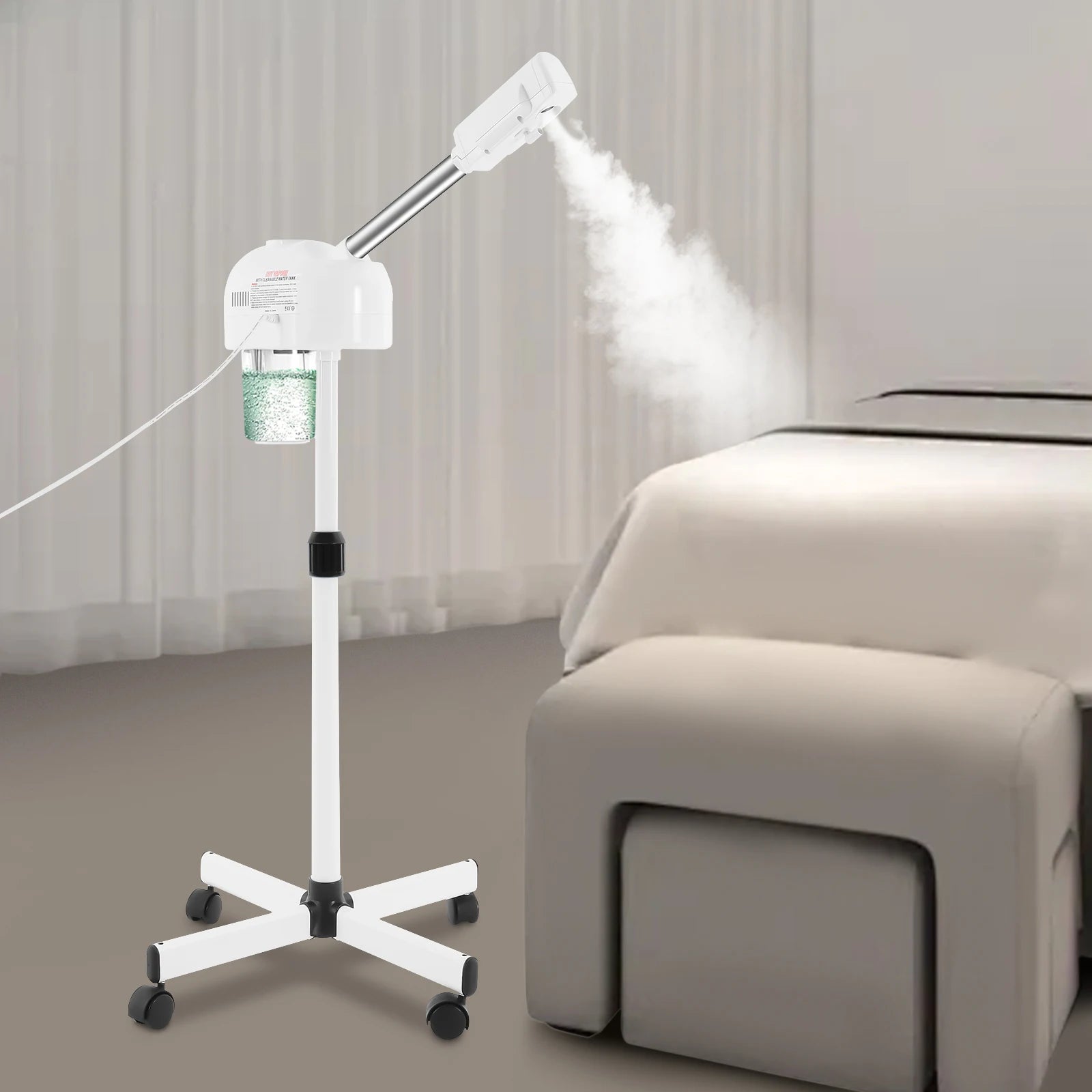 110V US Plug Facial Steamer - 360° Rotatable 0.2Gal Large Tank 42℃ Warm Steam Ozone Negative Ion Skin Care Equipment